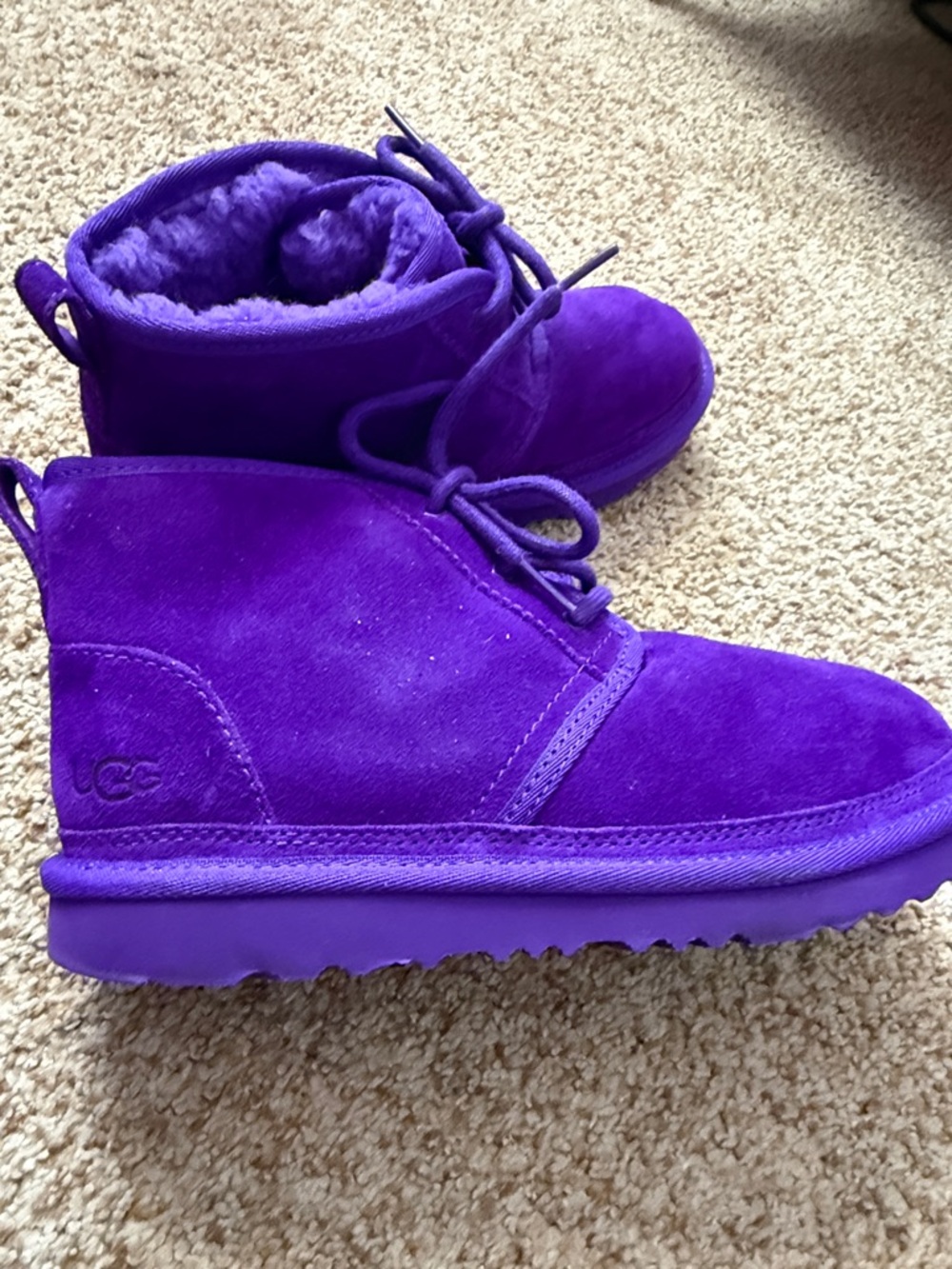 UGG Kids Purple Shearling Lace-Up Boot